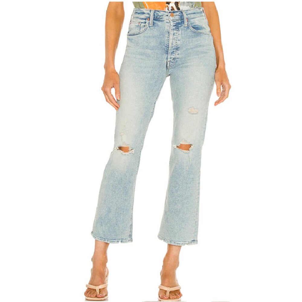 Mother The Tripper Cut Flowers Distressed Jeans
